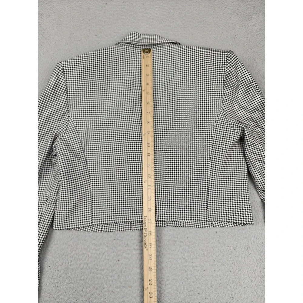 Alice + Olivia Blazer Womens 12 Black Houndstooth Cropped One Button Jacket‎